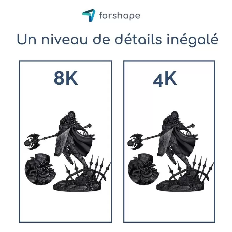 Détails résine 8K Noire Forshape Premium - 1Kg Détails résine 8K Noire Forshape Premium - 1Kg