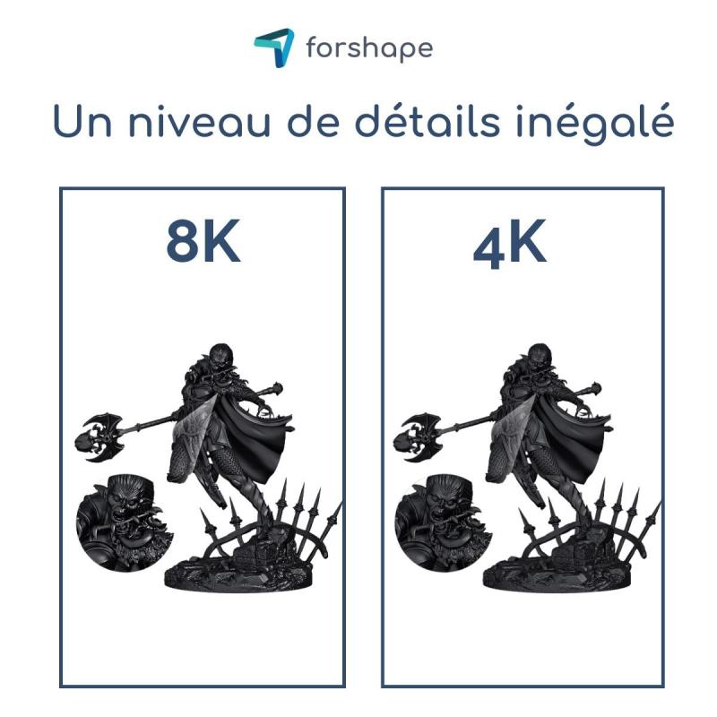Détails résine 8K Noire Forshape Premium - 1Kg