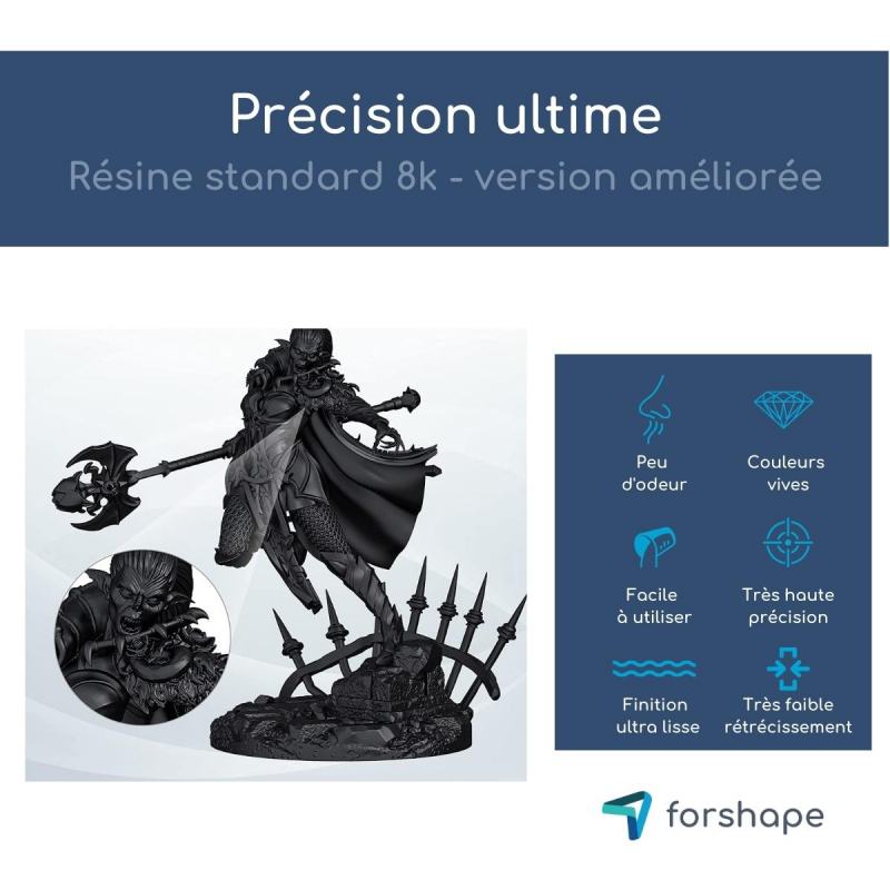 Précision résine 8K Noire Forshape Premium - 1Kg
