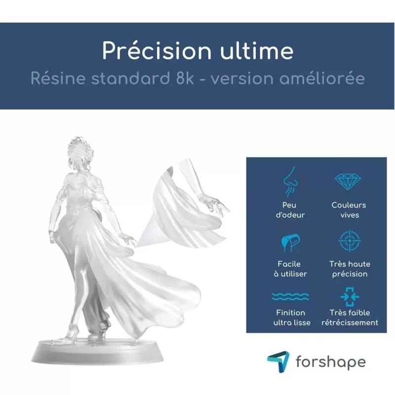 Précisuin résine 8K Transparente Forshape Premium - 1Kg Précisuin résine 8K Transparente Forshape Premium - 1Kg