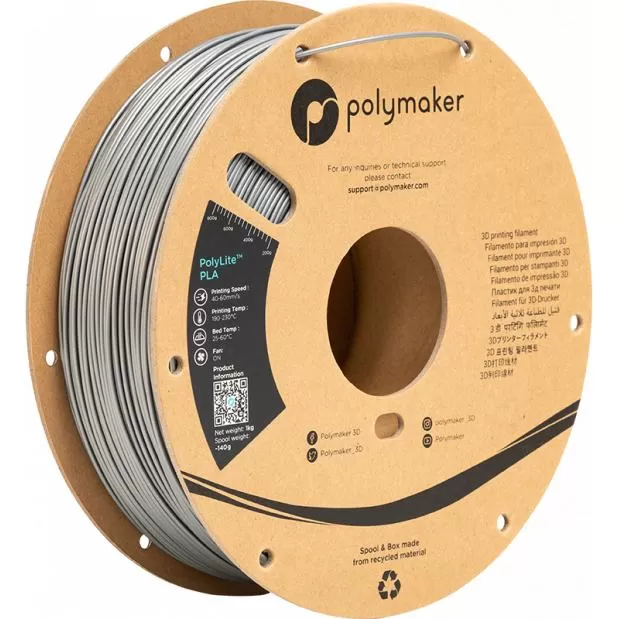 PolyLite PLA Steel Grey (Gris Acier) - 1.75mm - 1 kg