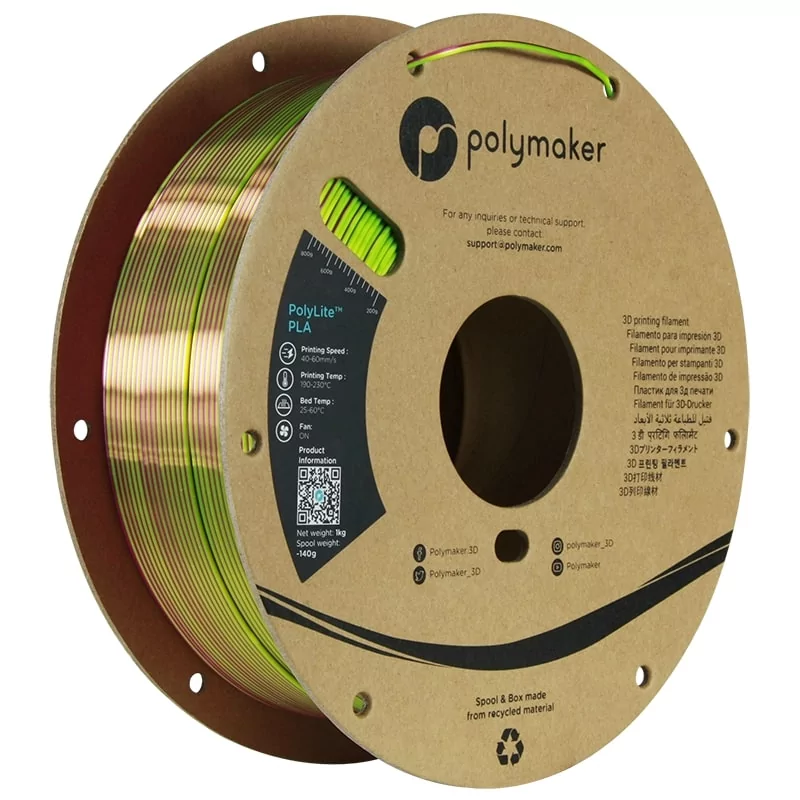 Polylite Dual Silk PLA Aubergine Lime-Magenta - 1.75mm - 1 kg Polylite Dual Silk PLA Aubergine Lime-Magenta - 1.75mm - 1 kg
