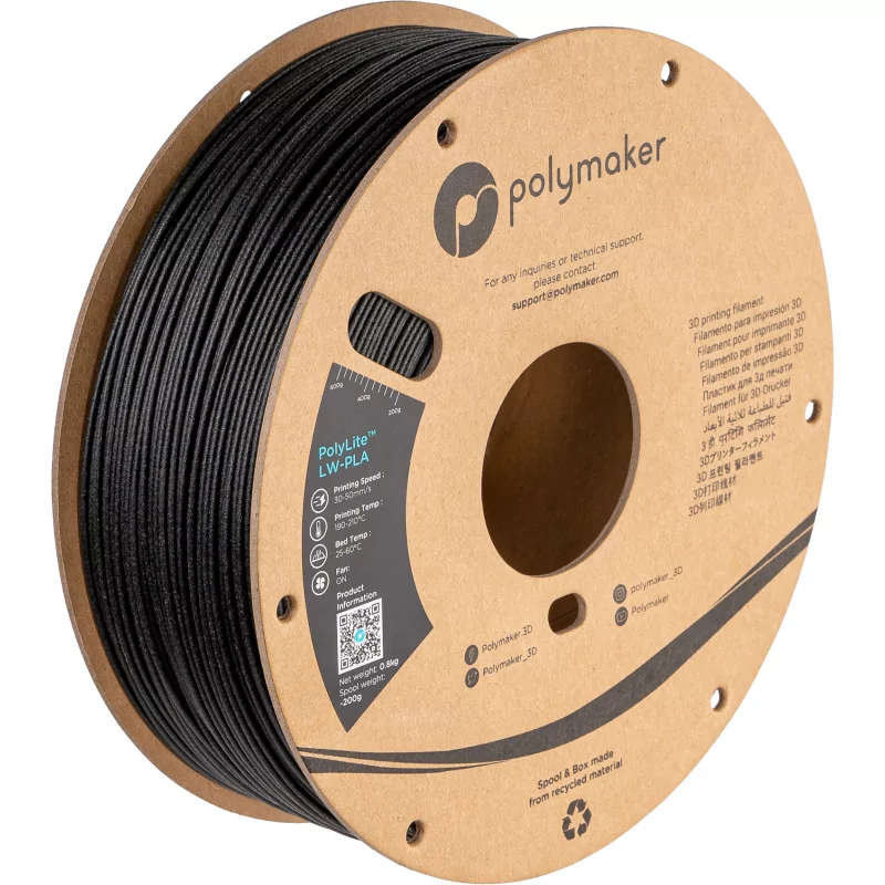 PolyLite LW-PLA Noir - 1.75mm - 800 g PolyLite LW-PLA Noir - 1.75mm - 800 g
