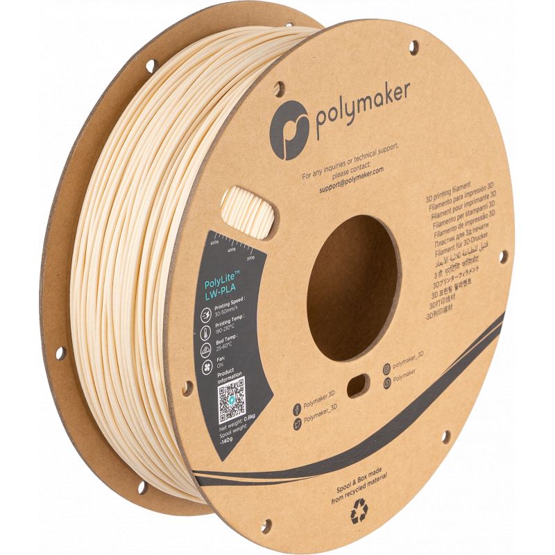 PolyLite LW-PLA Blanc - 1.75mm - 800 g - Polyfab3D