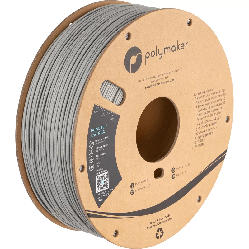PolyLite LW-PLA Gris - 1.75mm - 800 g PolyLite LW-PLA Gris - 1.75mm - 800 g