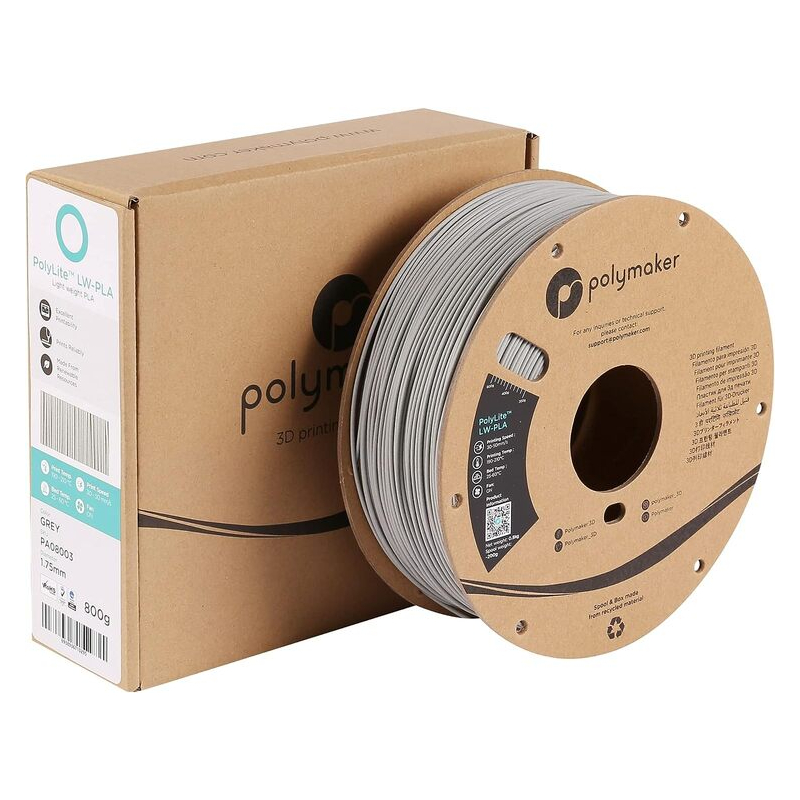 PolyLite LW-PLA Gris - 1.75mm - 800 g - Polyfab3D