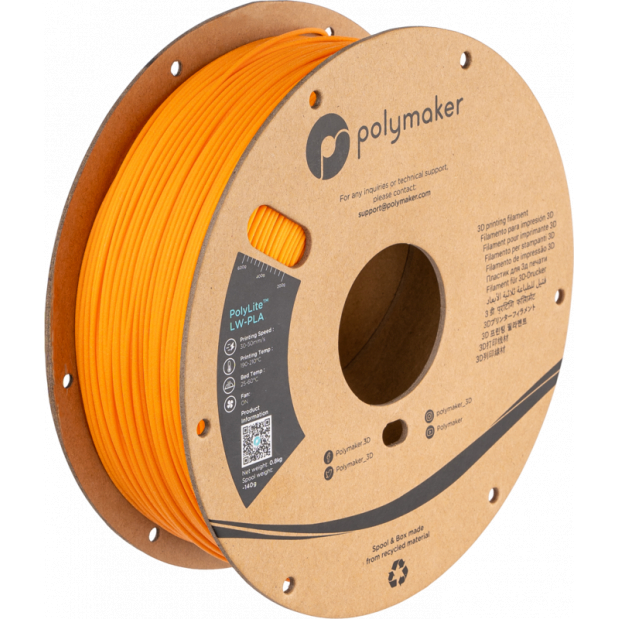 PolyLite LW-PLA Bright Orange - 1.75mm - 800 g