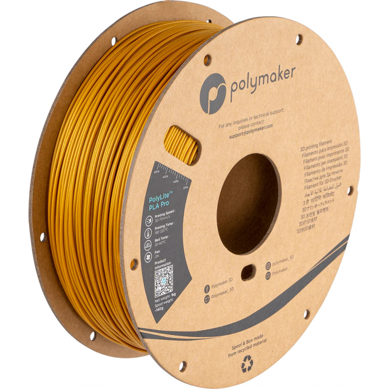 PolyLite PLA Pro Metallic Gold - 1.75mm - 1 kg - Polyfab3D