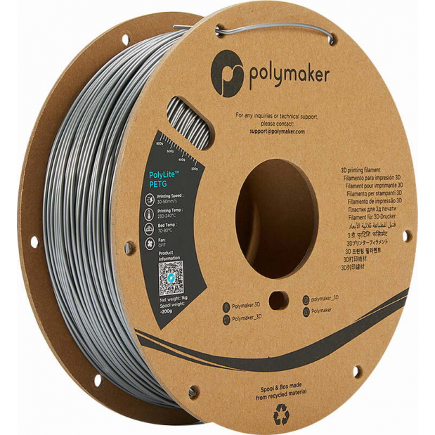 PolyLite PETG Silver  - 1.75mm - 1 kg