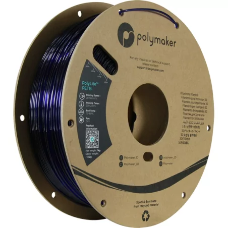 PolyLite PETG Bleu translucide - 1.75mm - 1 kg