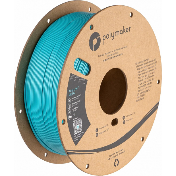PolyLite PETG Bleu / Vert canard (Polymaker Teal) - 1.75mm - 1 kg