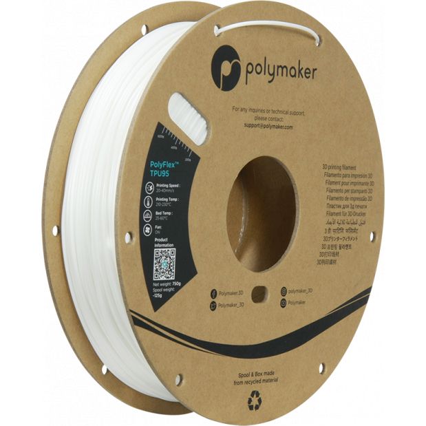 PolyFlex TPU-95A Blanc - 1.75mm - 750 g