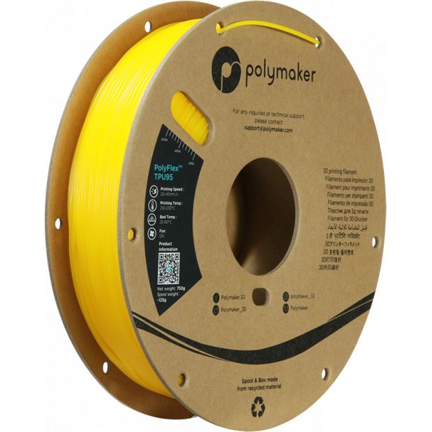 PolyFlex TPU-95A Jaune - 1.75mm - 750 g