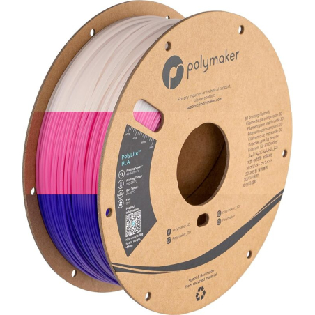 Polylite PLA Temperature Color Change Purple/Pink/Translucent - 1.75mm - 1kg