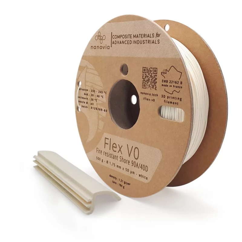Nanovia Flex V0 Résistant au feu Shore 90A/40D - 1.75mm - 500g Nanovia Flex V0 Résistant au feu Shore 90A/40D - 1.75mm - 500g