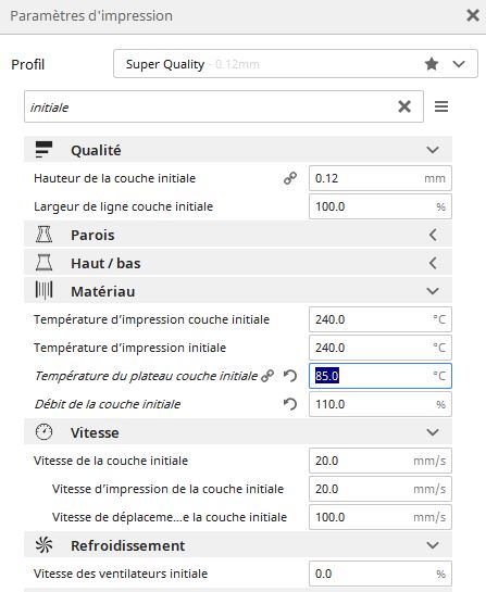 Cura couche initiale